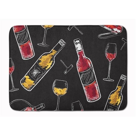 Carolines Treasures Carolines Treasures BB5197RUG Red & White Wine on Black Machine Washable Memory Foam Mat BB5197RUG